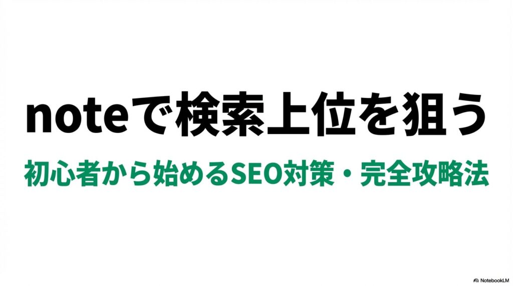 note SEO対策の完全ガイド:初心者から上位表示を狙うコツ