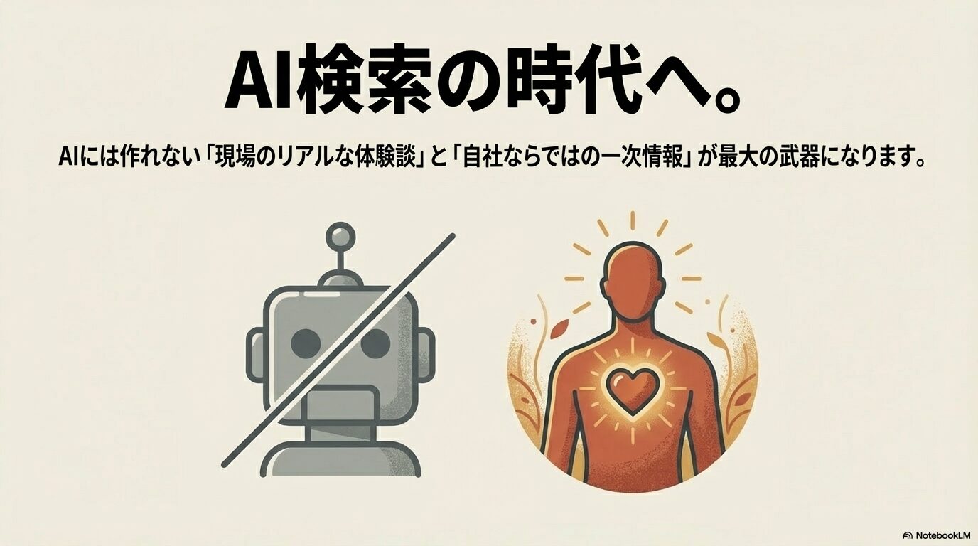 AI検索の時代。AIには作れない現場の体験談と自社ならではの一次情報が最大の武器になる
