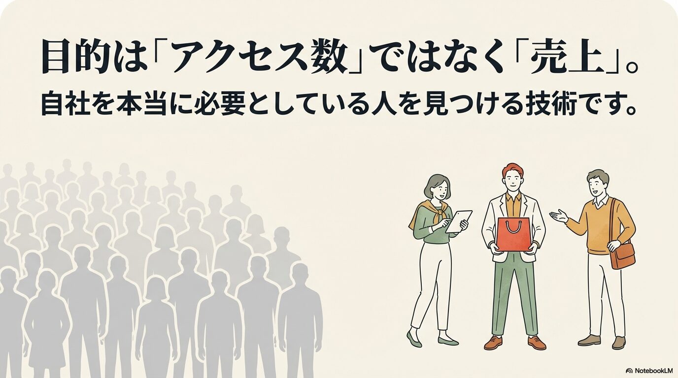 SEO対策の目的はアクセス数ではなく売上。自社を必要としている人を見つける技術